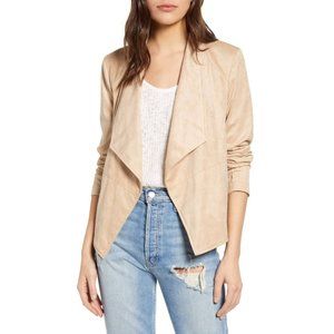 BB Dakota Womens Wade Faux Suede Jacket S Warm Stone Beige Open Draped Waterfall